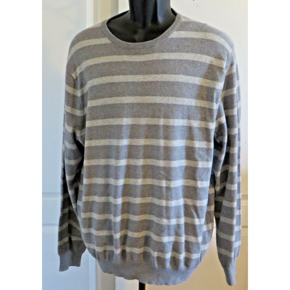 J.CREW Other - Mens J. Crew Sz XL Pullover Sweater Cotton with Cashmere Stripes Gray